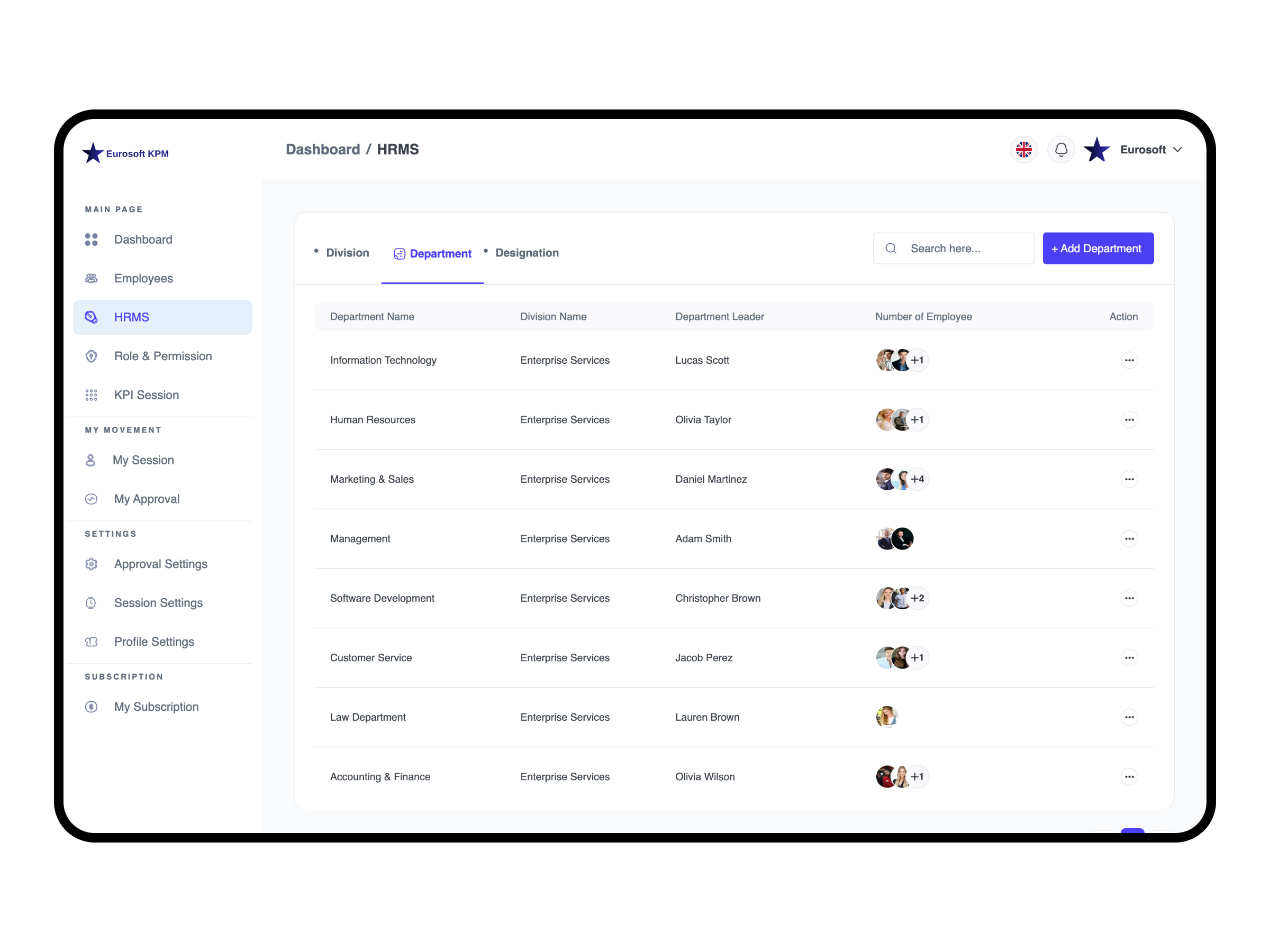 Create Department & Designation